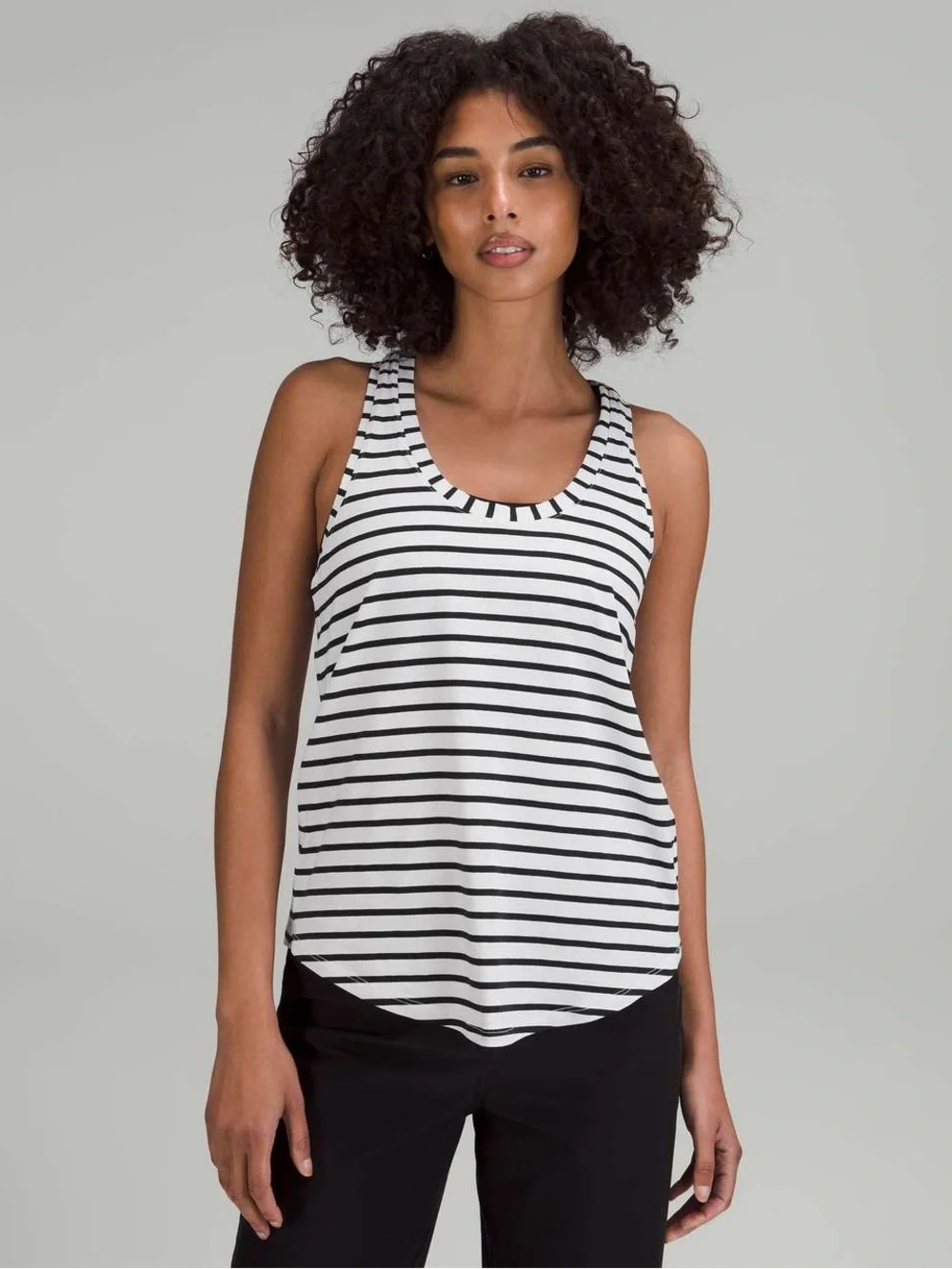 lululemon Love Tank Yachtie Stripe Black White Size 6 Racerback Scoop Neck